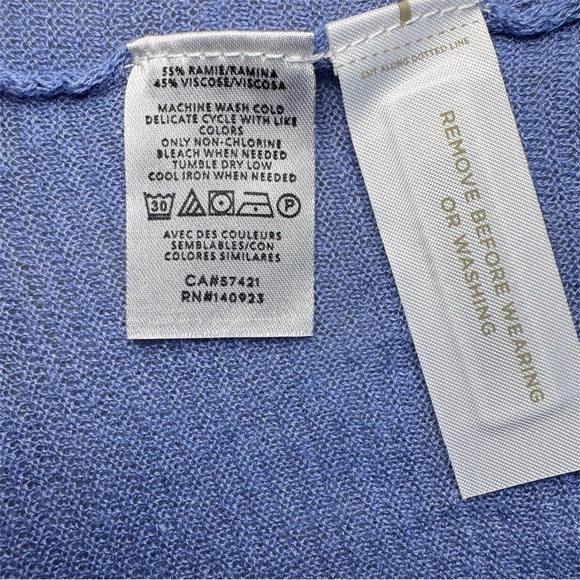 Loft Ribbed Knit Open Front Cardigan Lt. Blue Size Large NWT! - Picture 6 of 7